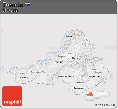 Silver Style 3D Map of Trencin, single color outside