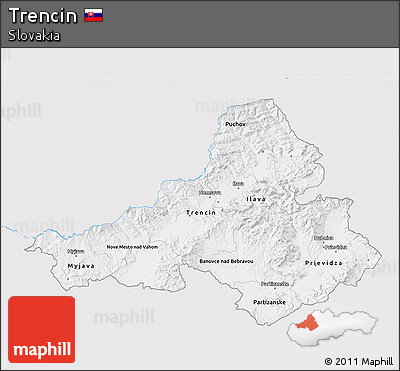Silver Style 3D Map of Trencin, single color outside