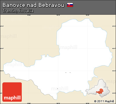 Classic Style Simple Map of Banovce Nad Bebravou, single color outside