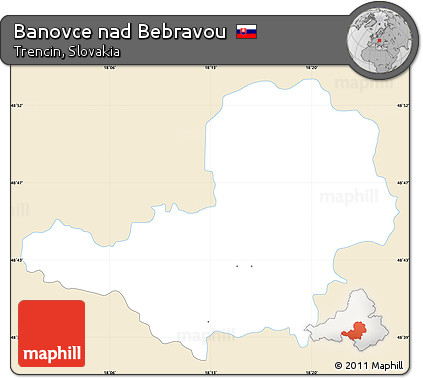 Classic Style Simple Map of Banovce Nad Bebravou, single color outside
