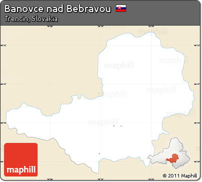 Classic Style Simple Map of Banovce Nad Bebravou, single color outside