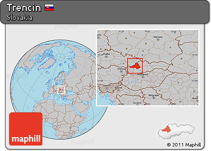 Gray Location Map of Trencin, within the entire country