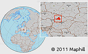 Gray Location Map of Trencin, within the entire country