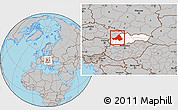 Gray Location Map of Trencin, highlighted country, within the entire country