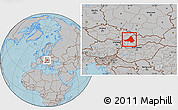 Gray Location Map of Trencin, hill shading