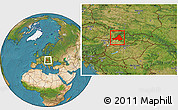 Satellite Location Map of Trencin, within the entire country