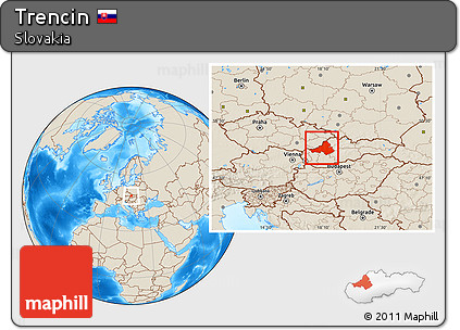 Shaded Relief Location Map of Trencin