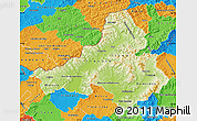 Physical Map of Trencin, political outside
