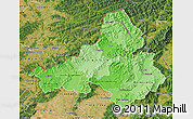 Political Shades Map of Trencin, satellite outside