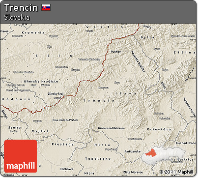 Shaded Relief Map of Trencin