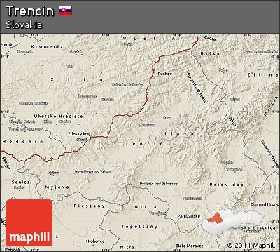 Shaded Relief Map of Trencin