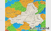 Shaded Relief Map of Trencin, political outside
