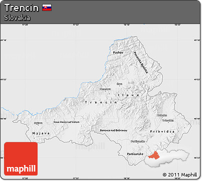 Silver Style Map of Trencin, single color outside