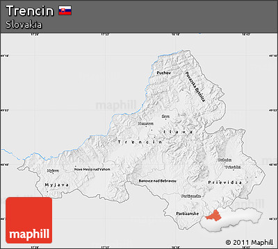 Silver Style Map of Trencin, single color outside