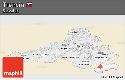 Classic Style Panoramic Map of Trencin, single color outside