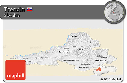 Classic Style Panoramic Map of Trencin, single color outside