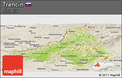 Physical Panoramic Map of Trencin, shaded relief outside