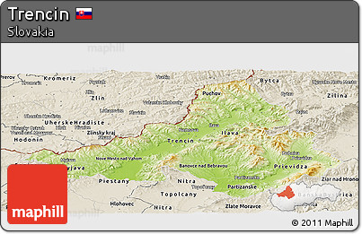 Physical Panoramic Map of Trencin, shaded relief outside
