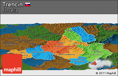 Political Panoramic Map of Trencin, darken