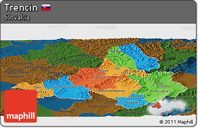 Political Panoramic Map of Trencin, darken