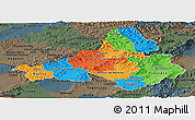 Political Panoramic Map of Trencin, darken, semi-desaturated