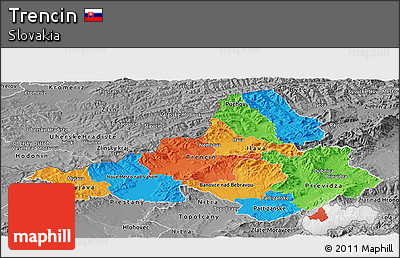 Political Panoramic Map of Trencin, desaturated