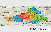 Political Panoramic Map of Trencin, shaded relief outside