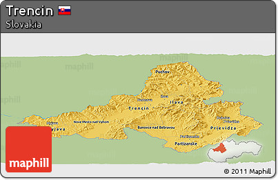 Savanna Style Panoramic Map of Trencin, single color outside