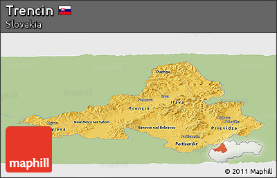 Savanna Style Panoramic Map of Trencin, single color outside