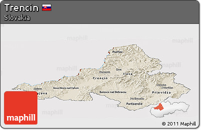 Shaded Relief Panoramic Map of Trencin, cropped outside