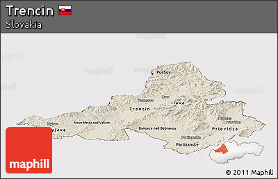 Shaded Relief Panoramic Map of Trencin, cropped outside