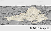 Shaded Relief Panoramic Map of Trencin, darken, desaturated