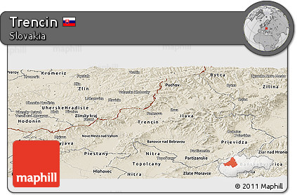 Shaded Relief Panoramic Map of Trencin