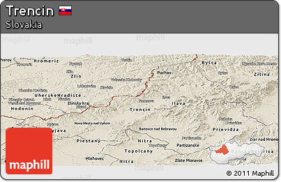 Shaded Relief Panoramic Map of Trencin