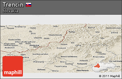 Shaded Relief Panoramic Map of Trencin