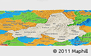 Shaded Relief Panoramic Map of Trencin, political outside