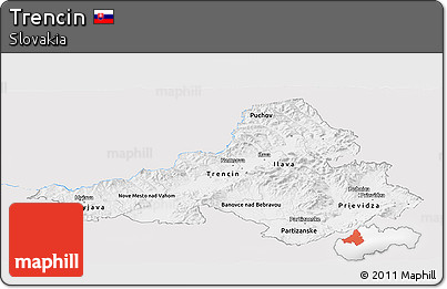 Silver Style Panoramic Map of Trencin, single color outside
