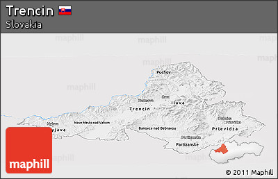 Silver Style Panoramic Map of Trencin, single color outside