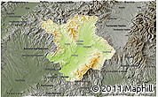 Physical 3D Map of Prievidza, darken, semi-desaturated