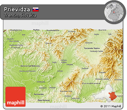 Physical 3D Map of Prievidza