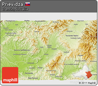 Physical 3D Map of Prievidza