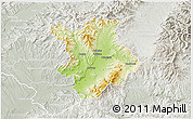 Physical 3D Map of Prievidza, lighten, semi-desaturated