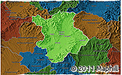 Political 3D Map of Prievidza, darken