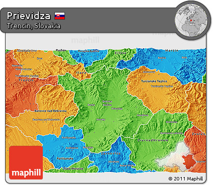 Political 3D Map of Prievidza