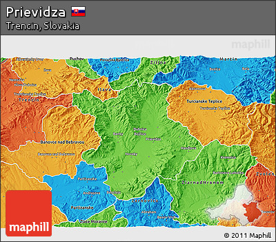 Political 3D Map of Prievidza