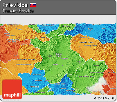 Political 3D Map of Prievidza