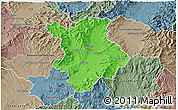 Political 3D Map of Prievidza, semi-desaturated