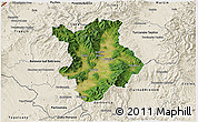 Satellite 3D Map of Prievidza, shaded relief outside