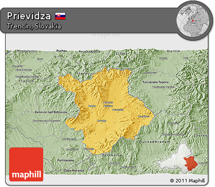 Savanna Style 3D Map of Prievidza