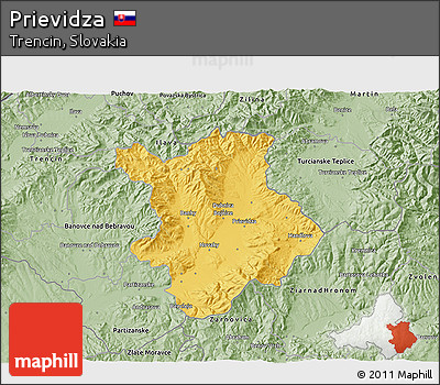 Savanna Style 3D Map of Prievidza